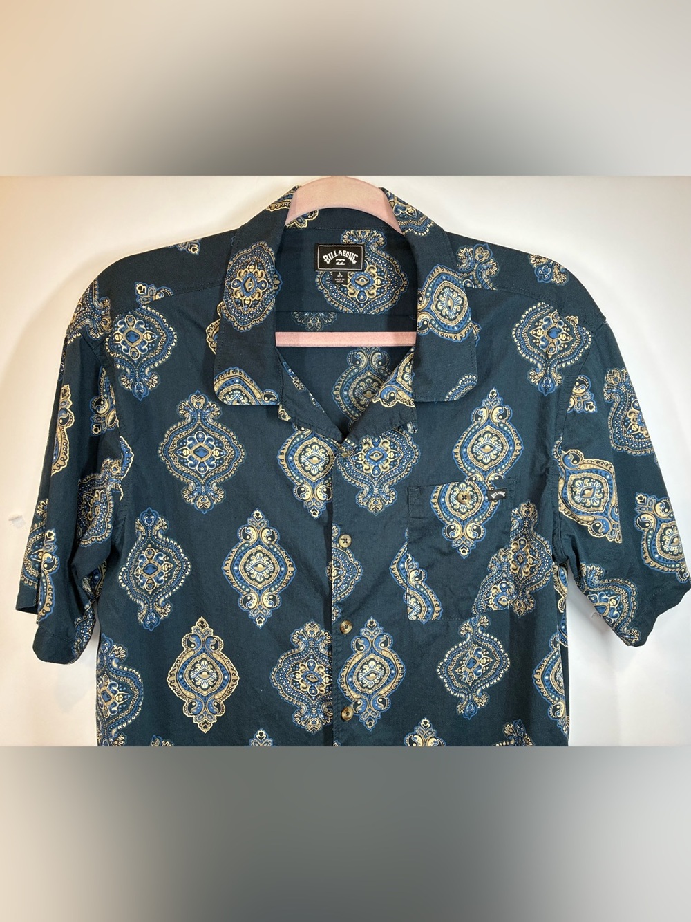 Billabong Men's Large Paisley Camp Shirt Organic Cotton Viscose Button Up - Picture 2 of 7